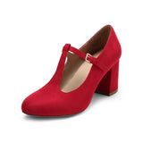 Niulatu Low Chunky Heels for Women Pumps T-Strap Mary Jane Pumps Wedding Dress Shoe Elegant Medium Heel Women's Shoes DJSE