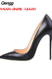 Niulatu Black 12cm High Heels Shoes Woman Pumps Side Empty Pointed Toe Stilettos Sexy Wedding Shoes QKOU002 ROVICIYA DJSE