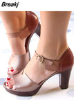 Niulatu Sandals Chunky Heel Women Sandals Summer elderly Ankle Strap Elegant Ladies Shoes High Heel Peep Toe Leather Pumps DJSE