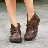 Niulatu Women Boots Snow Boots PU Ankle Spring Flat Shoes Woman Short Brown Botas with Fur 2025 Female Lace Up Botas Mujer DJSE