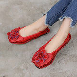 Niulatu 2025 Soft Genuine Leather Flat Shoes Women Flats with Flowers Ladies Shoes Women Designers Loafers Slip On DJSE