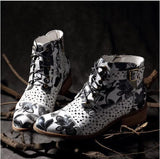 Niulatu Style Women Ankle Boots Print Floral High Heel Ladies Shoes Party Dancing Pumps Basic Leather Boots hjkm DJSE