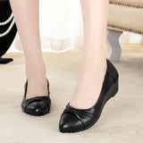 Niulatu Shoes Women Wedges Heels Patent Leather Black Shoes Work Ladies Shoes Fashion Designer Elegant Slip on Zapatos DJSE