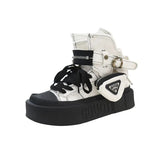 Niulatu Shoes for Women 2025 Winter Belt Buckle Flat with Platform Boots Zip High Quality Round Toe Ankle Boots Chaussure Femme DJSE