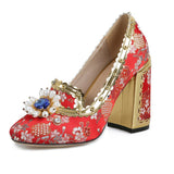 Niulatu Women's Retro Rhinestone Pearl Pumps 2025 new Super High Heels Vintage Wedding Party Shoes Size 43 blue black FT1881 DJSE