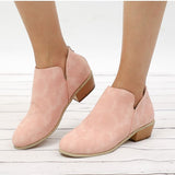 Niulatu Women&#39;s Fashion Spring Autumn Ankle Women Boots Square Heel Slip On Female High Heels Single Shoes Pointed Toe Casual shoes DJSE
