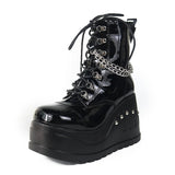Niulatu 2025 Band Goth Platform Wedges Punk Chunky Mid Calf Boots Women Thick Heel Autumn Trendy Cosplay Casual Shoes Women DJSE