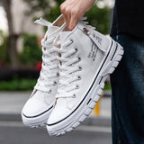 Niulatu Men's Canvas Shoes High Top Flat Shoes for Men Black White Sneakers Non-slip Shoes Canvas Sneakers Sneakers for Men Casual Shoes DJSE
