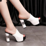 Niulatu Sole Slippers Women Sexy High Heel Mules Clogs Black Peep Toe Platform Mules Emal Slip on Sandals Shoes DJSE