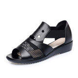 Niulatu summer new mesh stitching hollow low-heeled leisure one-pedal fish mouth cool shoes female DJSE
