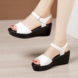 Niulatu 36 37 39 43 Woman Sexy Genuine Leather Ladies Summer Dress Shoe For Women 2025 Female Platform Wedge Heel Elegant Sandal DJSE