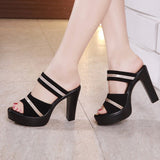 Niulatu 32-43 Open Head Block Heel Shoes Summer Slippers Woman 2025 High Heels Slides Women Office Shoe Platform Slippers DJSE
