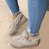 Niulatu Winter Flat Shoes Woman Warm Snow Boots Ladies Fur Ankle Boots Plus Size Bee Fashion Moccasins Footwear new DJSE
