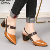 Niulatu Hollow Coarse Sandals High-heeled Shallow Mouth Pointed Pumps Female Sexy High Heels Large Fashion Woman Shoes DJSE