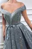 Niulatu Long A-line Off the Shoulder Sweetheart Sequined Prom Dress with HZ1007