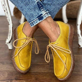 Niulatu Women Coze Vegan Leather Lace Up Flat Shoes DJSE