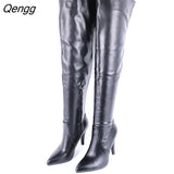 Niulatu High Heels Over The Knee Boots Women Thigh High Boots Ladies Spring Autumn Long Boots Shoes Woman Black Red DJSE