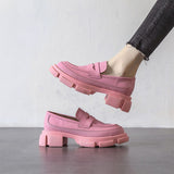 Niulatu Fashion Loafers Shoes For Women 2025 Spring New Designed British Style Cowhide Solid Color Platform Thicken Heel Shoes DJSE