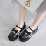 Niulatu lolita shoes pink white red black bow Harajuku heels women cute shoes korean women shoes round head kawaii shoes DJSE