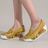 Niulatu Shoes Loafers For Women 2025 Wedges Sneakers Floral Single Woman White Shoes Platform Breathable Female Vulcanized Shoes DJSE
