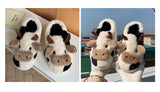 Niulatu Cotton Warm Home Slippers Women's Winter Anti-Skid Thick Bottom Plush Indoor Household Shoes Lovely Cow Animal Slipper DJSE