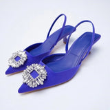 Niulatu Women's Pumps Fashion Pointed Slingback Female Stiletto Elegant Colorful Shallow Mouth Ladies Prom Shoes DJSE