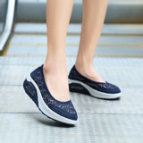 Niulatu Spring Summer Women Shoes Breathable Mesh Woman Flats Shoe Platform Ladies Sneakers Slip On Swing Ladies Footwear DJSE