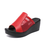 Niulatu 32-43 Platform Shoes Women Wedges Slippers 2025 Summer Cutout High Heels Slides Ladies Office OL Slippers DJSE