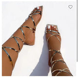 Niulatu 2025 NEW Summer Women's Shoes Fashion Open Toe Flat Sandals Sexy Solid Color Lace Up Women's Shoes Plus Size 42 DJSE