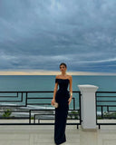 Niulatu Sheath Off The Shoulder Black Long Prom Dresses Party Dress SD1329