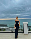 Niulatu Sheath Off The Shoulder Black Long Prom Dresses Party Dress SD1329
