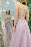Straps Sage Green Appliques Tulle Long Formal HZ0308