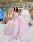 Niulatu princess off shoulder long formal prom dress, long strapless pink flower appliqu¨¦s evening dress HZ0113