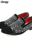 Niulatu Men's Fashion Suede Leather Loafers Mens Rivets Embroidery Rhinestone Party Flats Man Moccasins Oxfords Casual Shoes DJSE