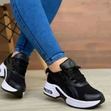 Niulatu Thick Bottom Sneakers Fashion Casual Wedge Sneakers Ladies Lace Up Mesh Women Vulcanized Shoes Plus Size Women's Shoes DJSE