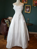 Niulatu White Satin Spaghetti Straps Prom Dress Fairy A Line Princess Dress Evening Gown HZ1007