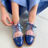Niulatu New British Oxford Shoes Woman Lace-up Carving Pointed Toe Slip on Creepers Leather Shoes Women Flats Office Party Shoes DJSE