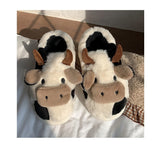 Niulatu Cotton Warm Home Slippers Women's Winter Anti-Skid Thick Bottom Plush Indoor Household Shoes Lovely Cow Animal Slipper DJSE