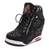 Niulatu Womens Sneakers with Platform Woman Shoe Luxury Wedge Heel Basket Autumn Winter Thick Fashion High Casual Running Low help DJSE