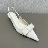 Niulatu 2025 Spring Women Slingback Sandals Fashion Bow-knot Buckle Ladies Pumps Shoes Thin Low Heel Pointed Toe Slip On Mules DJSE