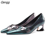 Niulatu Women's Luxury Shoes Elegant Middle Heels Party PU Leather Pointed Pumps Ladies Wedding Shoes Bride Summer Work Soft Sole Autumn DJSE