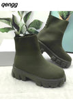 Niulatu Couple Sock Shoes Women Thick-soled Casual fly woven mesh Knitted Short Boots female Floater sneakers women s DJSE