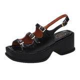 Niulatu Platform Sandals Ladies High Heels Summer Women's Shoes Wedge Sandals Open Toe Shallow Solid Color Buckle Casual DJSE