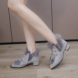Niulatu In Ladies Winter Fox Boot Fur Boots Women Woman Winter Furry Women's Shoes High Heels platform boots Modern Boots Plush DJSE