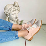 Niulatu New British Oxford Shoes Woman Lace-up Carving Pointed Toe Slip on Creepers Leather Shoes Women Flats Office Party Shoes DJSE