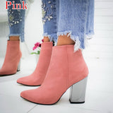 Niulatu Chain Women's Boots PU Leather Back Zipper Woman Boots Pointed High Heels Shoes For Women 2025 Ankle Boots Female Shoes DJSE