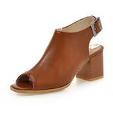 Niulatu Women Sandals Peep Toe High Heels Summer Gladiator Shoes Black Brown Woman Ankle Strap sandalias Female mujer Big Size DJSE