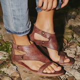 Niulatu Women Sandals Soft Leather Flat Sandals Shoes Women Plus Size Peep Toe Summer Sandals Casual Gladiator Beach Sandalias Mujer DJSE