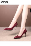 Niulatu Silk Weave Women Pumps Green Pointed Toe Stiletto High Heels Temperament Single Shoes Elegant Lady Party Dress Shoes DJSE