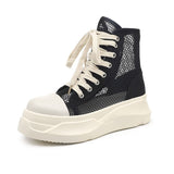 Niulatu Sneakers Women Round Toe Leisure Outwear Black Casual Shoes Platform Lace-Up Trainers Handmade Sapatos Feminina DJSE